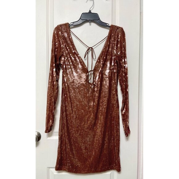 New Bardot Verona Cocktail Sequin Mini Dress in Chocolate Size 10 - Picture 6 of 12